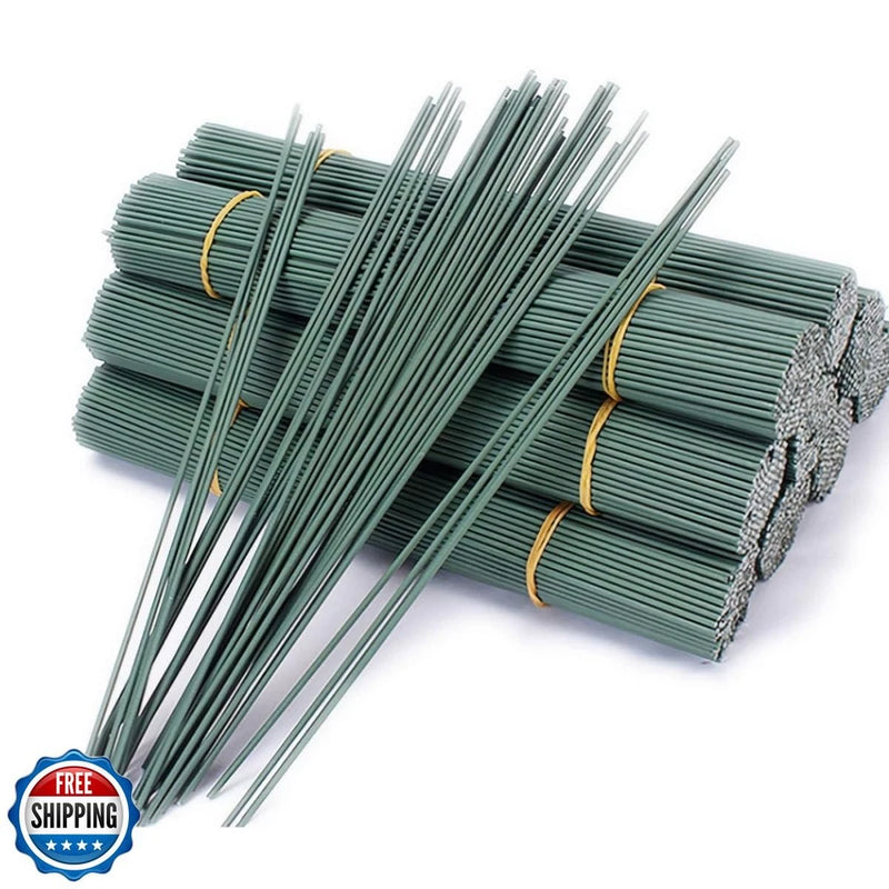 Green floral stem wire kit, 2.0mm iron sticks in bundled rolls with rubber bands