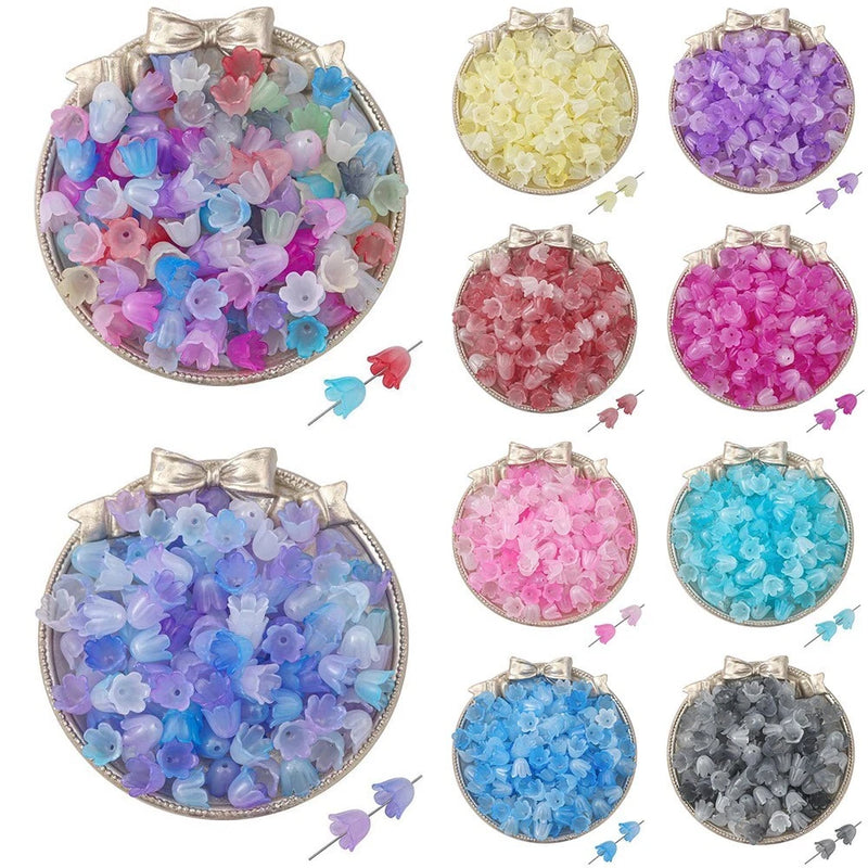 500Pcs Acrylic Flower Bead Caps Lily of the Valley Beads Crafts Findings 10x8mm Lily