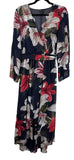 Kate & Lily Maxi Dress Faux Wrap Romantic Sheer Dark Floral Size 8 Summer Peasan Lily