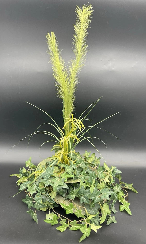 Decorative Artificial Ivy Grass Lilly Plants Base Tabletop Planter 21"x16"x14" Green Plant