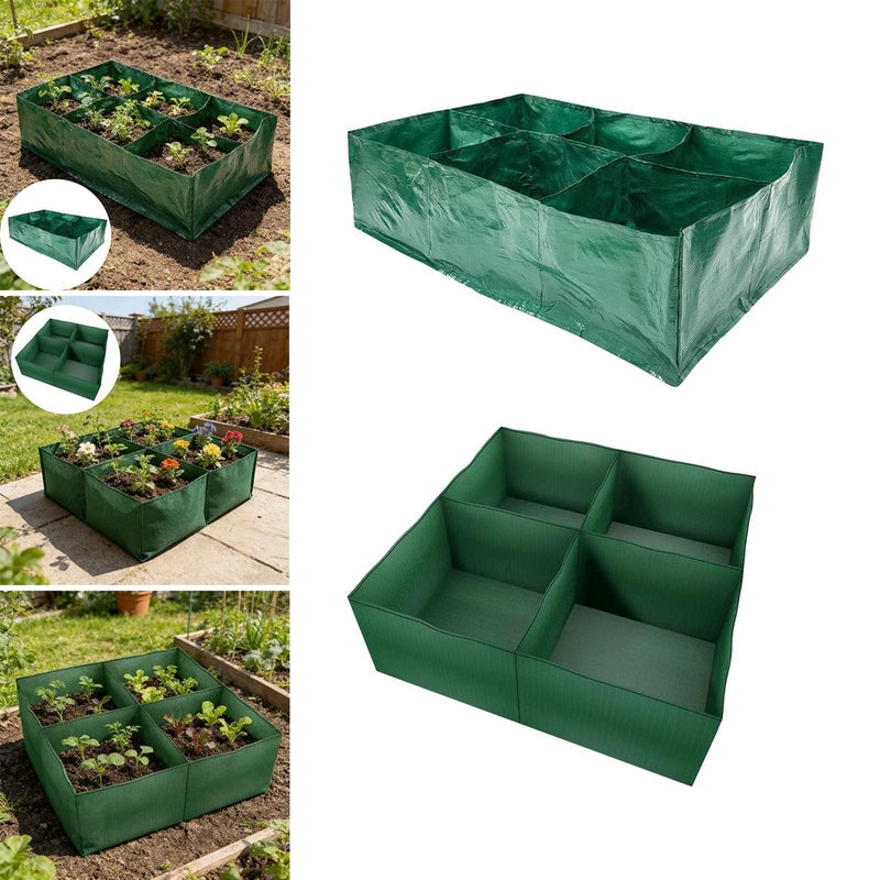 Green thick fabric raised garden bed grow bag with reinforced sides and open planting top