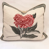 Elegant Wool Pink Hydrangea Floral Garden Nature Needlepoint Art Pillow Hydrangea