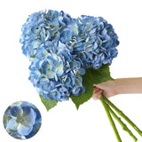 3 Pcs Real Touch Hydrangea Artificial Flowers 22.5" Lifelike Latex Blue Hydra... Hydrangea