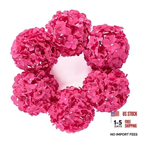 8.7" Silk Hydrangea Flower Heads with Stems Fake Hydrangeas Flowers Fuchsia Hydrangea