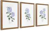 WRFON Hydrangea Wall Art, Blue Floral Wall Decor, Blue Watercolor Botanical P... Hydrangea
