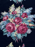 30s Glammy Roses on Black Cuddlecloth Hollywood Regency Barkcloth Vintage Fabric Roses