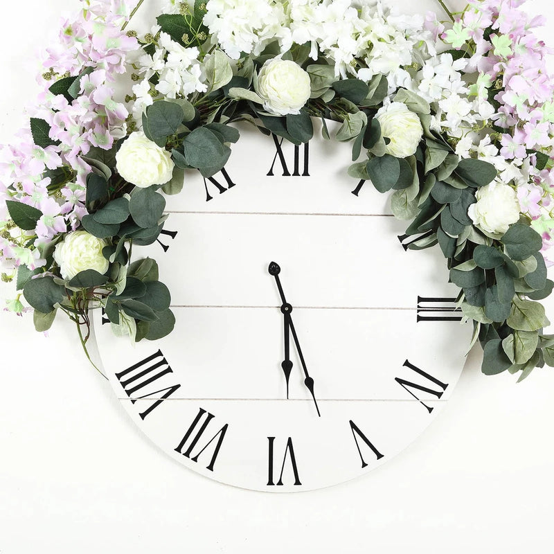 48-Inch Frosted Green Artificial Eucalyptus Leaves Ranunculus Flowers Garland Ranunculus