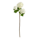 Nearly Natural 33" Snowball Hydrangea Artificial Flower (Set of 2) in White Hydrangea
