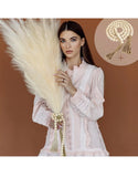 Pampas Grass Decor 3 Steams Tall & Boho Farmhouse Beads Wood 43in Pampas Grass