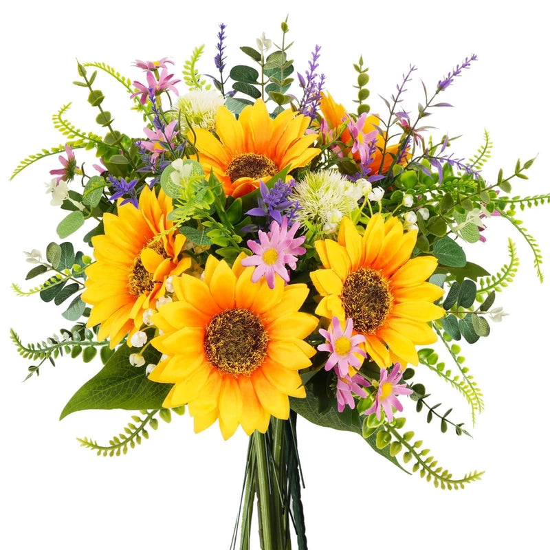 Sunflowers Artificial Flowers Bouquets Spring Fake Wildflowers Silk Decor Sunflower