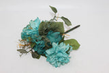 Bridal Wedding Bouquet Fall Turquoise Teal 12" Romantic White Green Hydrangea Bouquet