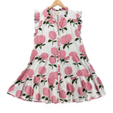 Pink Chicken Kalani Dress Pink Hydrangea Floral Pleated Flutter Sleeve Size L Hydrangea