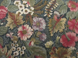 Cotton Fabric Vtg Concord Joan Kessler  multi color floral Green 1yd 22