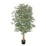 Uimoso Artificial Ficus Tree 6ft Tall Faux Silk Plant Potted Indoor Home Decor Green Plant