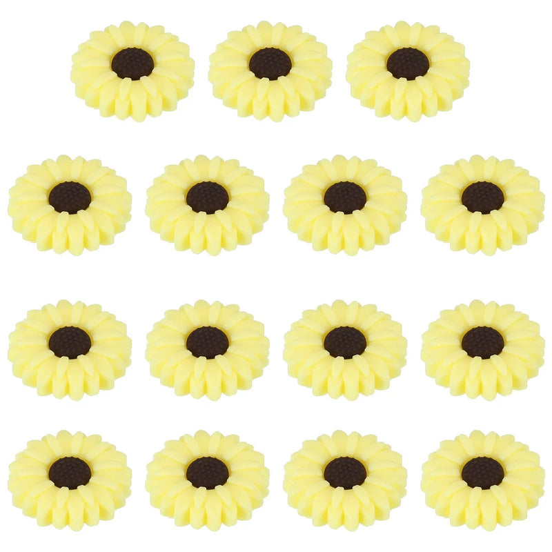 30mm Silicone Flower Beads, 15 Pcs Sunflower Bead, Light Yellow Brown Sunflower