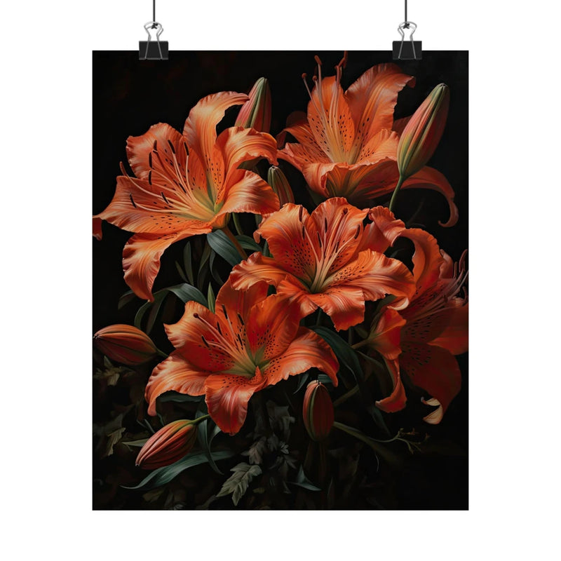 Orange lily Flower Art Print Poster, Flower Painting, Flower DŽcor Lily