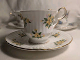 4 Royal Windsor Demitasse Cups Saucers Floral Sweet Pea Carnation Carnation