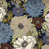 Large Scale Floral INDIGO Blue Cotton Twill Drapery Pillow Upholstery Fabric BTY Flowering Plants