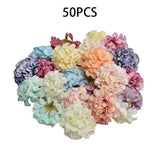 Hot 50pcs Artificial Flower Heads Daisy Hydrangea Home Wedding Party Decor 45mm Hydrangea