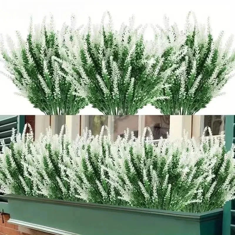 Artificial Lavender Flowers Bouquet Fake Plastic Plants Wedding, Home Decoration Green Plant
