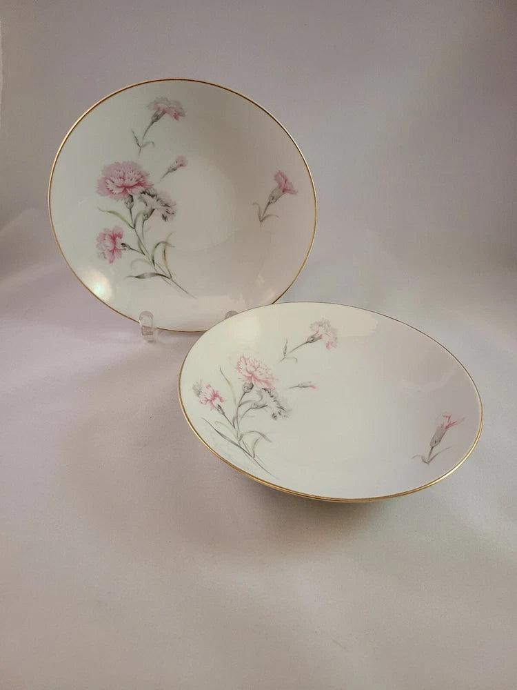 VINTAGE ROYAL COURT CARNATION FINE CHINA JAPAN 2 COUP SOUP BOWL 7" DIAMETER Carnation