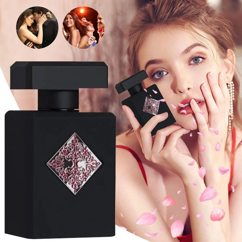 Initio ABSOLUTE APHRODISIAC EDP spray bottle, black with ornate silver emblem