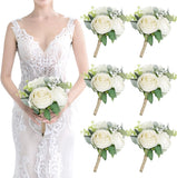 Set of 6 Ivory White Bridesmaid Bouquets - Artificial Floral Centerpieces Hydrangea