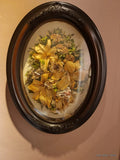 Vintage Dried  Liliy Flowers Framed Oval Convex Bubble __ Beautiful Handmade Dried Flower