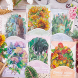 Flowers Plants Cactus PET Stickers 30Pcs Journals Planner Scrapbook Collage Art Sunflower
