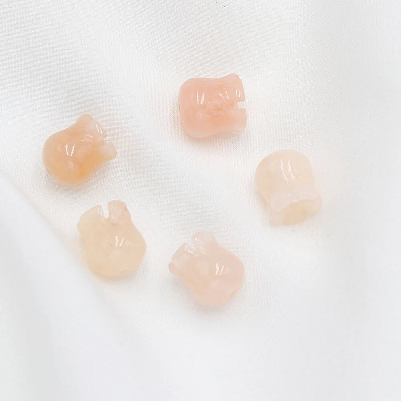 20pcs Natural Pink Aventurine Stone Lily of The Valley Flower Pendant Beads DIY Lily