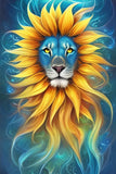 Lion Sticker Sunflower Head King Jungle Animal Flower Colorful (4 inch) Sunflower