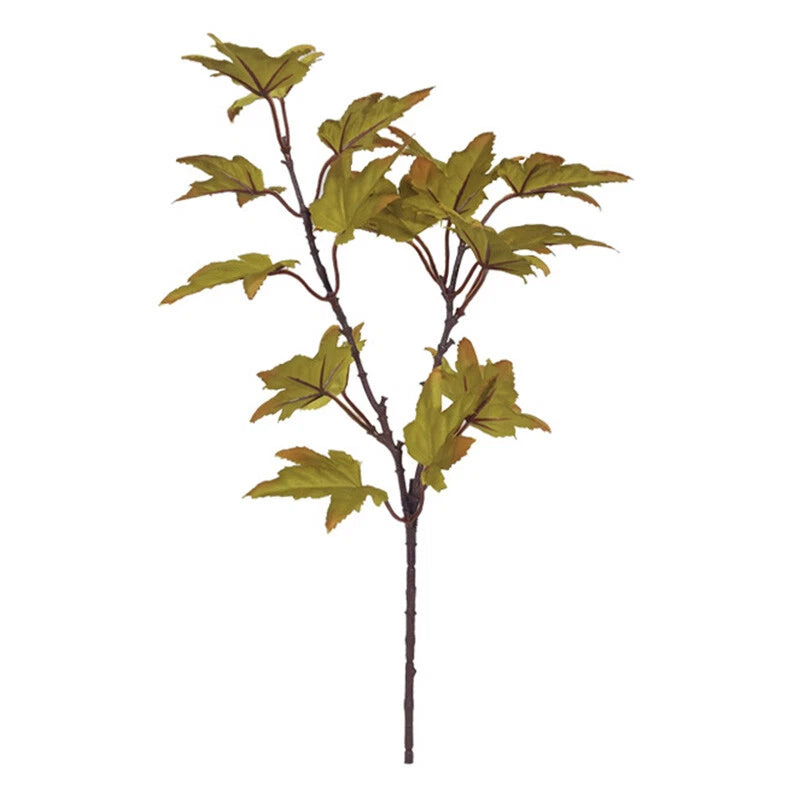 Artificial Maple Leaves Branch Fake Fall Leaves Stems Plants Outdoor For Homeº Green Plant