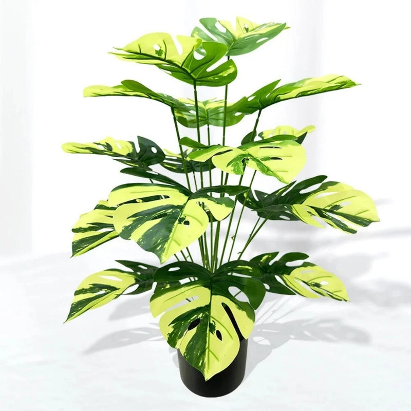 Turtle Leaf Hyphosis Big Artificial Plants White Green Leaves Bonsai Simulated P Green Plant