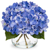 Hydrangea Artificial Flowers with Vase Slate Blue Silk Fake Flowers Arrangeme... Hydrangea