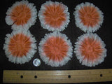 6 vintage orange & white fabric carnations- Japan Carnation