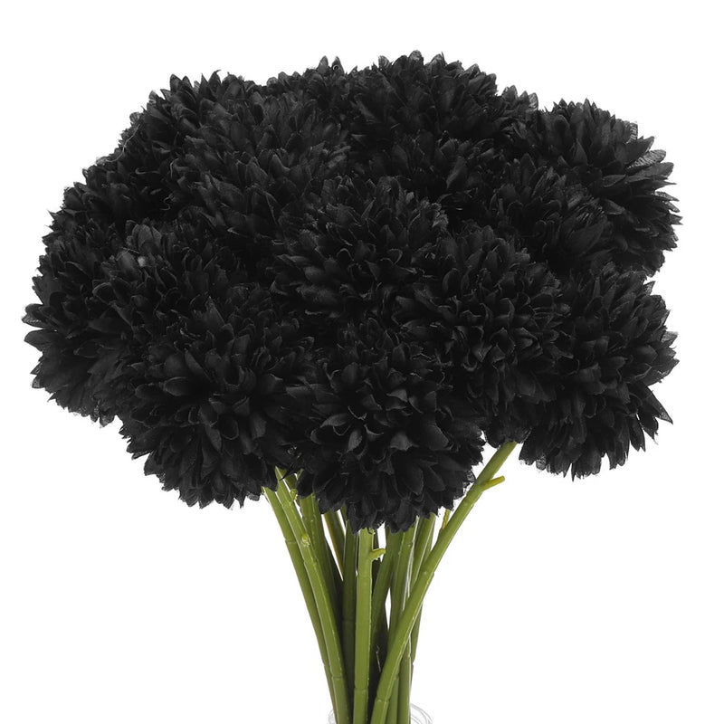 Artificial Flower Heads, Silk Chrysanthemum Hydrangea Black Faux Flowers 20Pcs Hydrangea