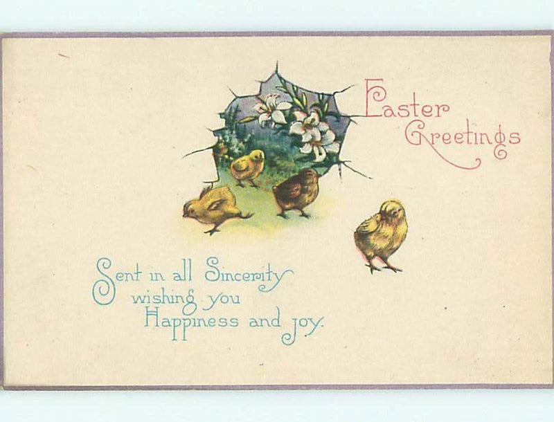 Divided-Back easter CHICKS WITH EASTER LILY FLOWERS : : make an offer r3485 Lily