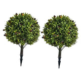 2Pcs Artificial Topiary Tree Faux Greenery Tree Realistic Outdoor Artificial Green Plant
