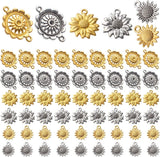 60Pcs Sunflower Charm Pendant Alloy Vintage Sunflower Bead Charms Flower Connect Sunflower