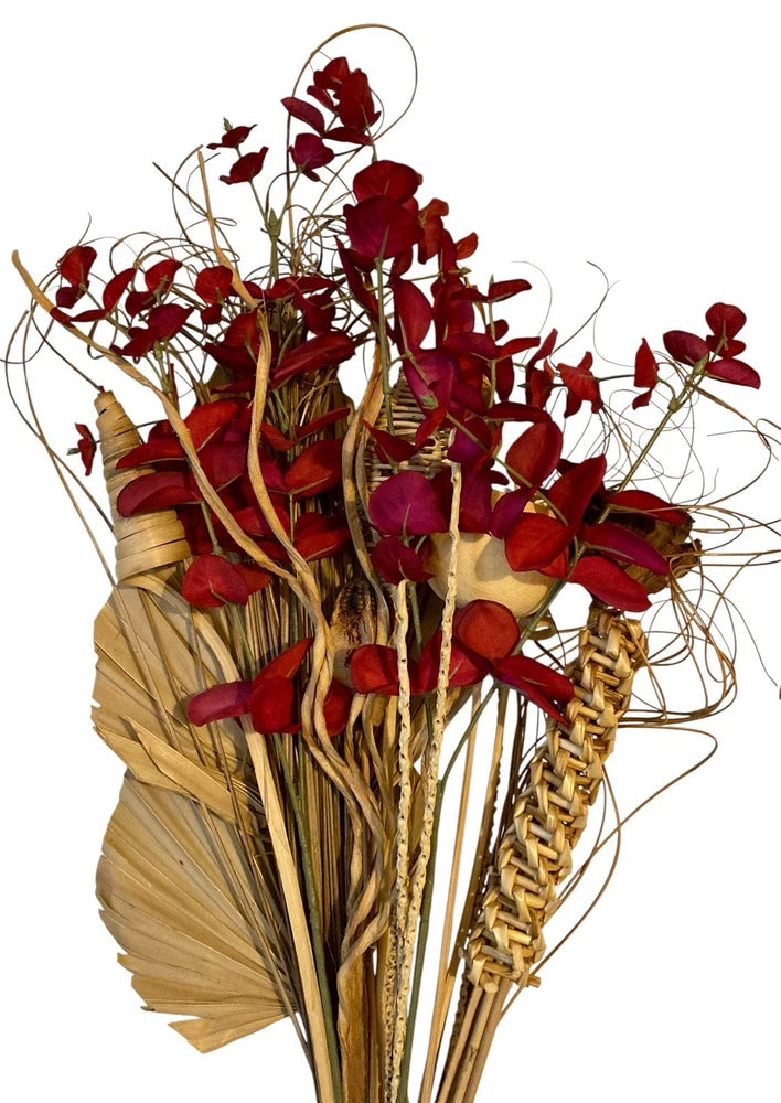 Boho Dried Flower Arrangements 2 Bunches Palm Spears Eucalyptus Seed Pods Decor Dried Flower