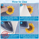 STSTR 12 PCS Flower Iron On Patches Daisy Sunflower Applique 4 Sizes Sunflower