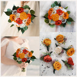 Bright Orange White Bridal Bouquet Sola Wood Bridesmaid Wedding Decor Flowers Bouquet
