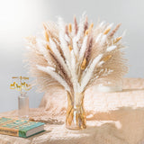 93PCS Natural Pampas Grass Mix Bouquet | Dried Pampas Bouquet for Wedding Boh... Pampas Grass