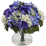 Nearly Natural Blue Purple Hydrangea With Large Vase Hydrangea