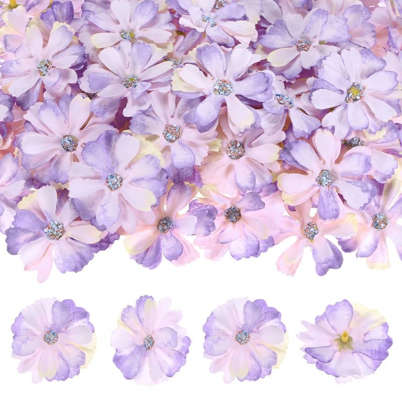 100-Pack Artificial Flower Heads, Small Silk Faux Daisy Flowers [Light Purple] Daisies