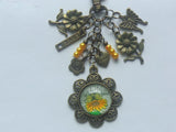 SUNFLOWER LIFE IS GOOD FLOWER KEY CHAIN PURSE BAG CHARM CLIP JUNK JOURNAL DANGLE Sunflower