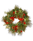 National Tree Company Hydrangea Pinec Artificial Floral Pine Wreath 27" Hydrangea