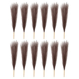 12 Pcs 17 Inch Faux Pampas Grass Artificial Boho Decor Dark Brown Pampas Grass