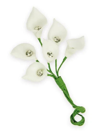 White calla lily favor flower with green stem, 4 blooms