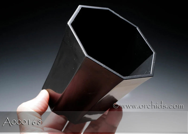 Octagonal orchid pot with dark matte finish